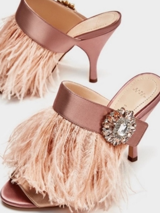 Zara Shoes - Zara Feather Mules With Rhinestones Size EU 38